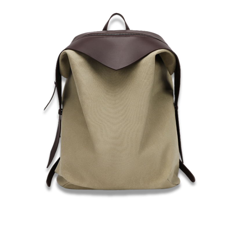 Kausen｜Minimalist Canvas & Leather Backpack | 15.6" Laptop Bag