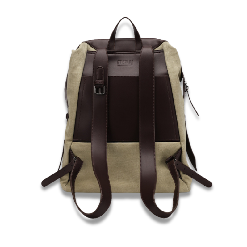 Kausen｜Minimalist Canvas & Leather Backpack | 15.6" Laptop Bag