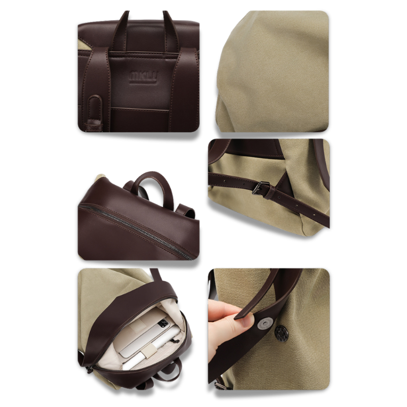 Kausen｜Minimalist Canvas & Leather Backpack | 15.6" Laptop Bag
