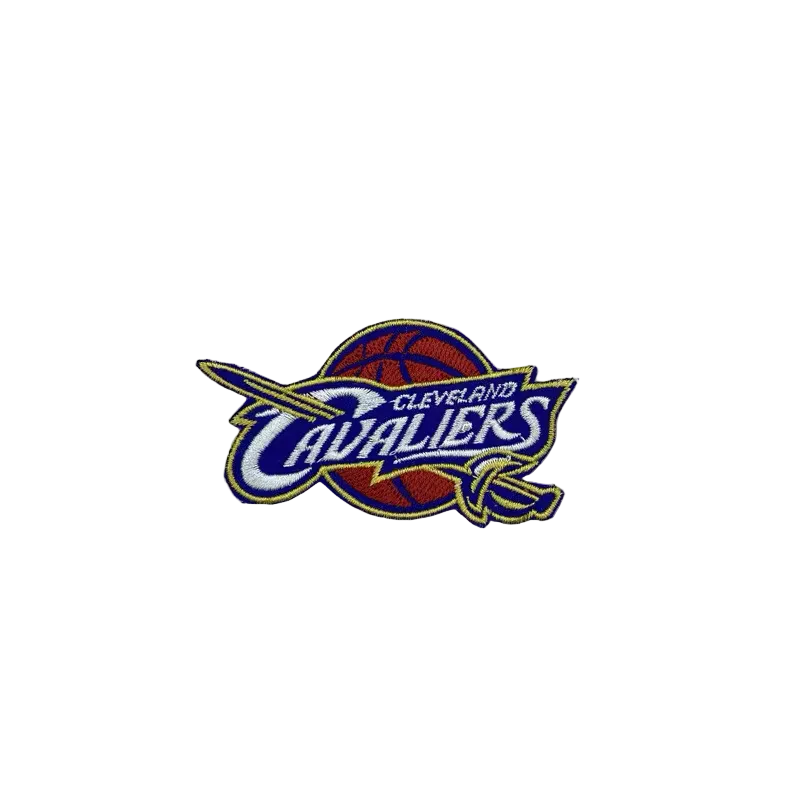 Cleveland Cavaliers vintage logo embroidered patch with classic Cavs script design, 8.3x4.5cm hook and loop backing NBA team badge.