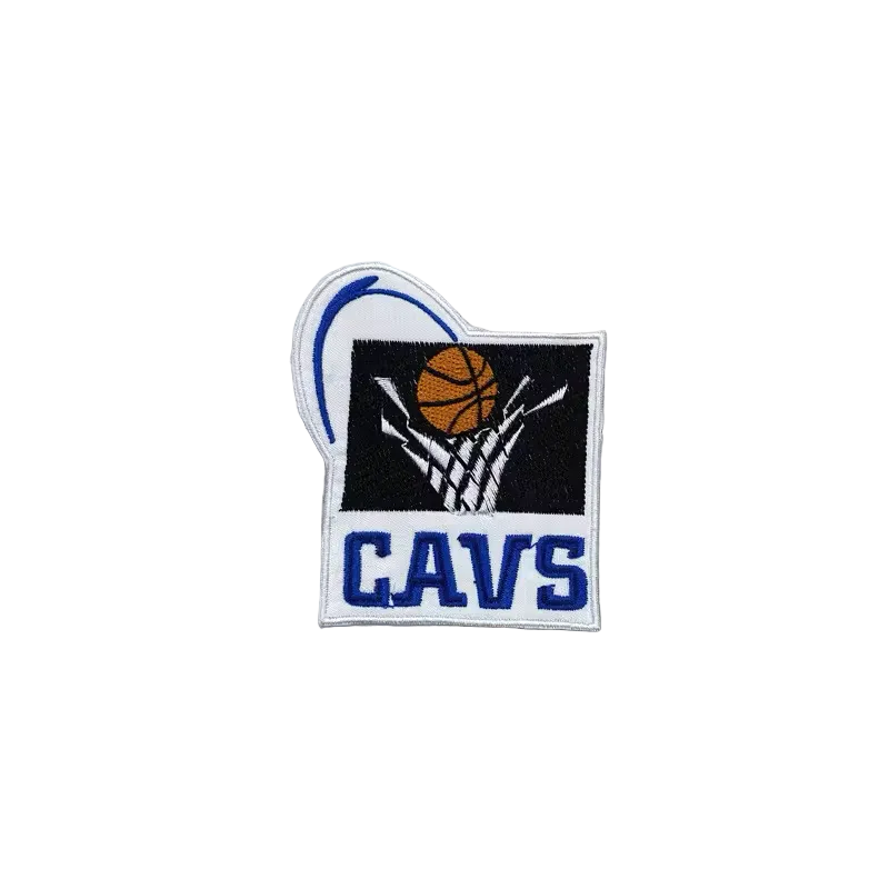 Cleveland Cavaliers vintage CAVS logo embroidered patch with basketball hoop design, 7x7.8cm hook and loop backing NBA team badge.