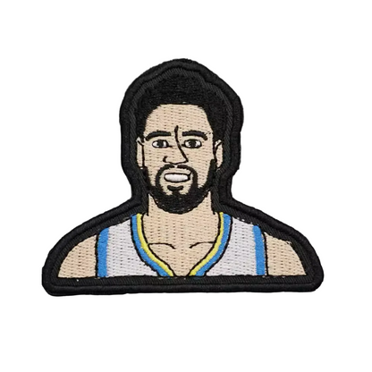 Klay Thompson Golden State Warriors portrait embroidered patch with hook and loop backing, 7.2x6cm basketball badge