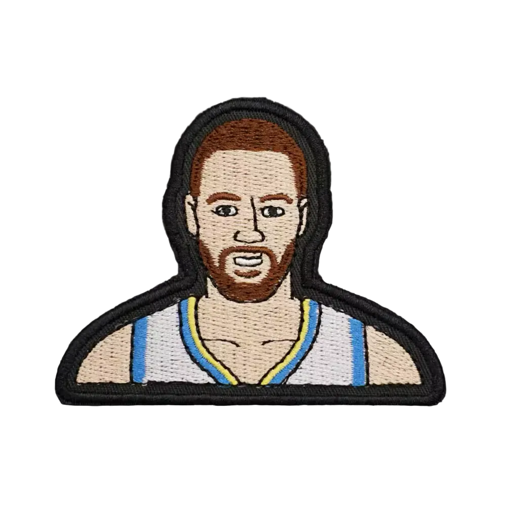 Stephen Curry Golden State Warriors portrait embroidered patch with hook and loop backing, 7.4x5.9cm basketball badge