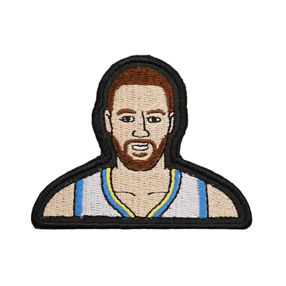 Stephen Curry Golden State Warriors portrait embroidered patch with hook and loop backing, 7.4x5.9cm basketball badge